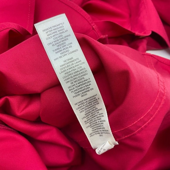 Chico’s No Iron Red Button up long sleeve Shirt Size 2 L/12 Women’s - Picture 7 of 11